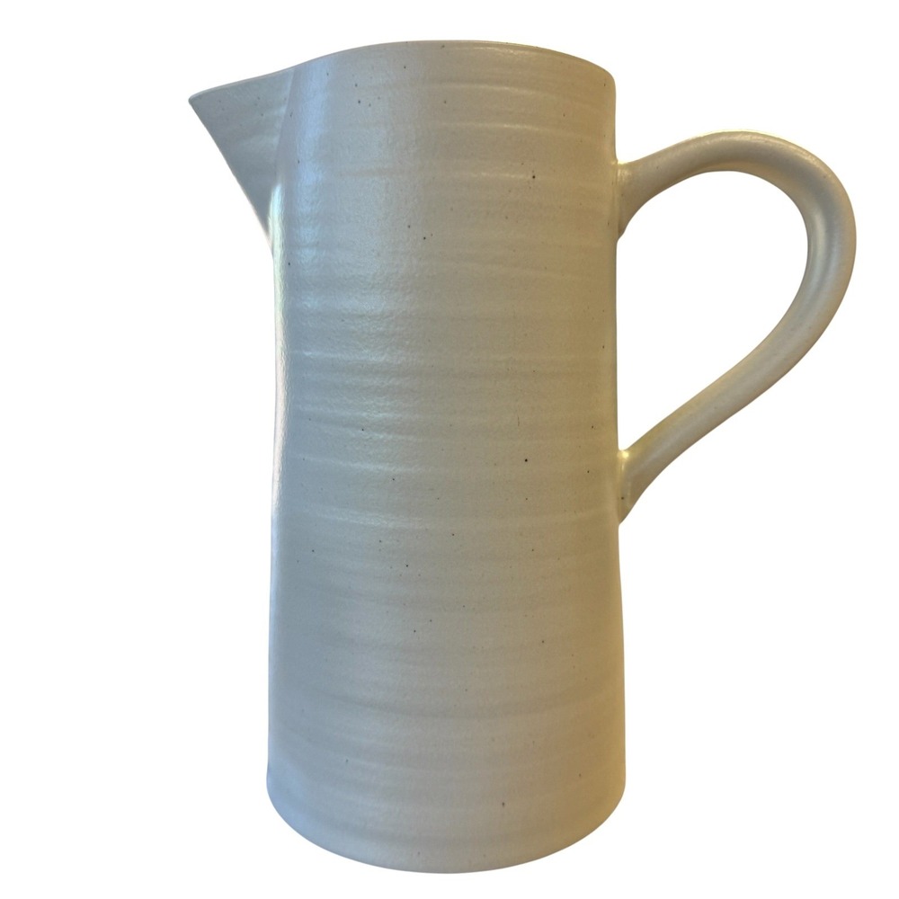 Pottery Barn Farmstead Stoneware Pitcher Gray Speckled Clay 9.25" Discontinued
